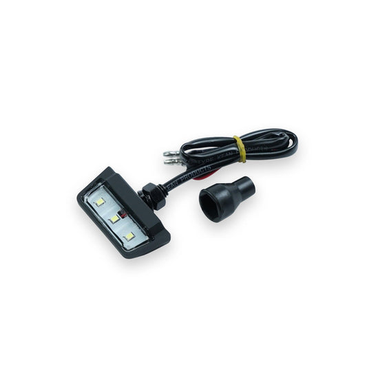 Compact number plate light for cafe racer and custom motorcycle rear-end setups