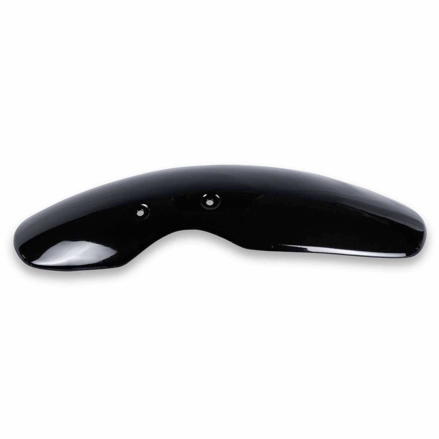 Front view of a glossy Triumph shorty front fender for compatible liquid-cooled twins