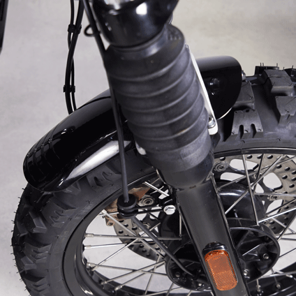 Handcrafted mini front mudguard for Royal Enfield motorcycles. Designed for sleek aesthetics