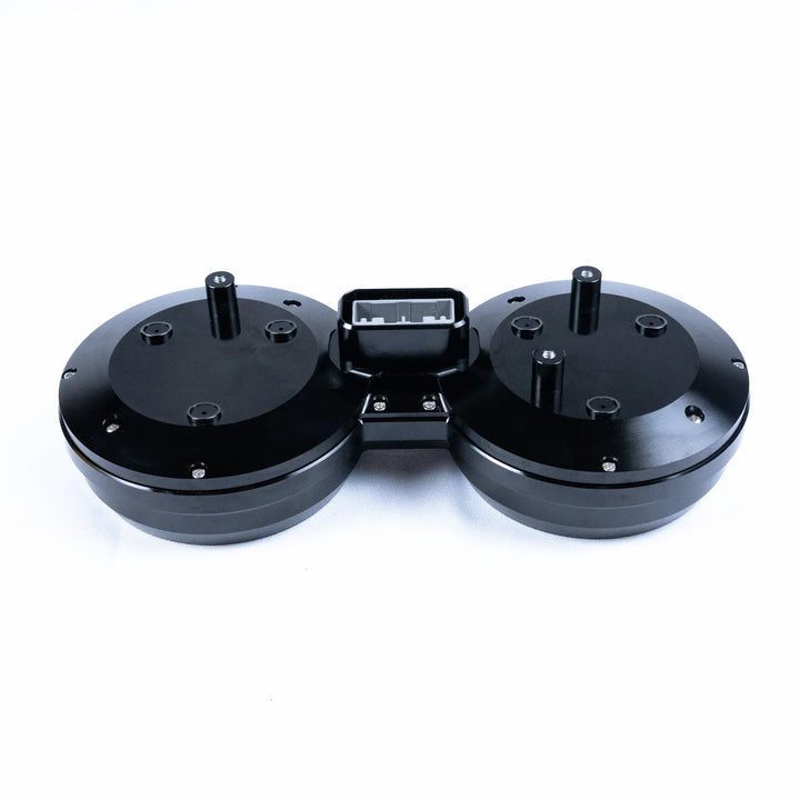 Rear view of Bonvent Triumph speedometer housing with OEM-style vent membranes