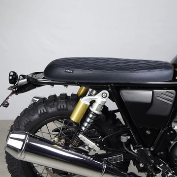 Black diamond stitched flat seat for Royal Enfield Interceptor 650 and Continental GT 650