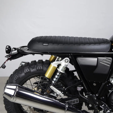 Black ribbed flat seat for Royal Enfield Interceptor 650 and Continental GT 650