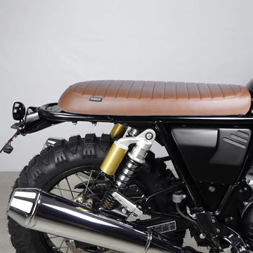 Brown ribbed flat seat for Royal Enfield Interceptor 650 and Continental GT 650