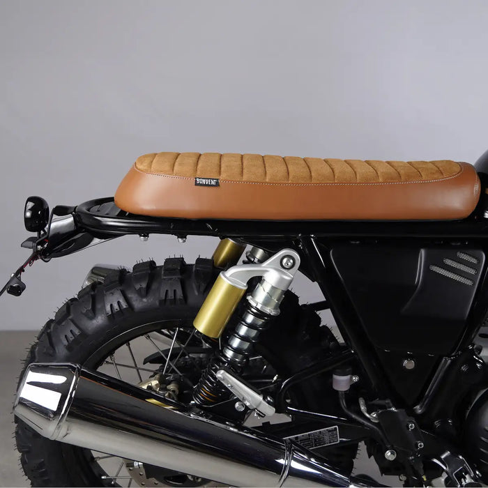 Flat Seat Brown Ribbed Suede & Leather