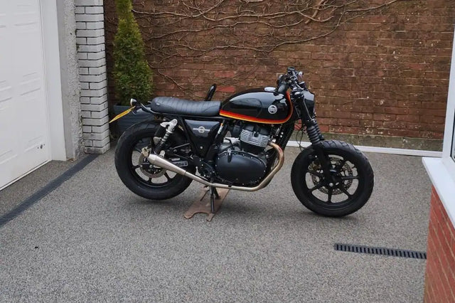 Royal Enfield Interceptor 650 in United Kingdom fitted with LED Headlight Cowl for Interceptor 650, Interceptor 650 & GT 650 Front Indicator Brackets for M8/M10 Turn Signals