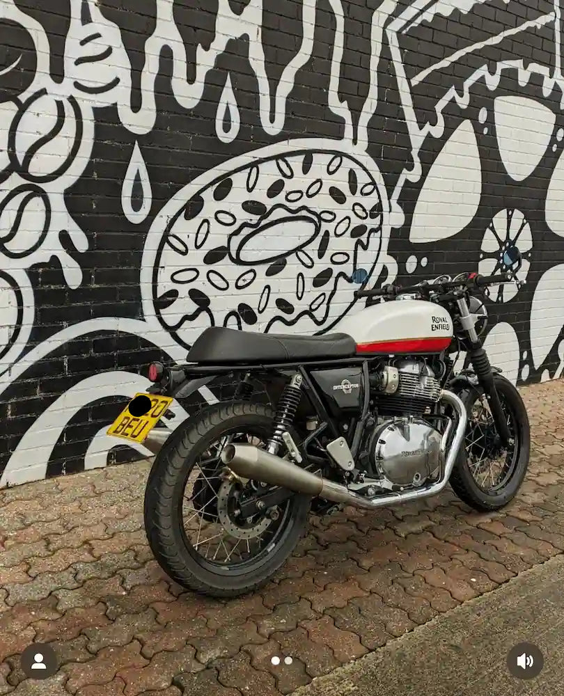 Grant / Royal Doyle's Royal Enfield Interceptor 650 in United Kingdom fitted with Interceptor 650 Tail Tidy & GT 650 Tail Light Kit – E-mark / CE, Mini Retro LED Indicators for Custom Motorcycles – E-Mark Pair, Interceptor 650 & GT 650 Indicator Adapters – Front or Rear Pair