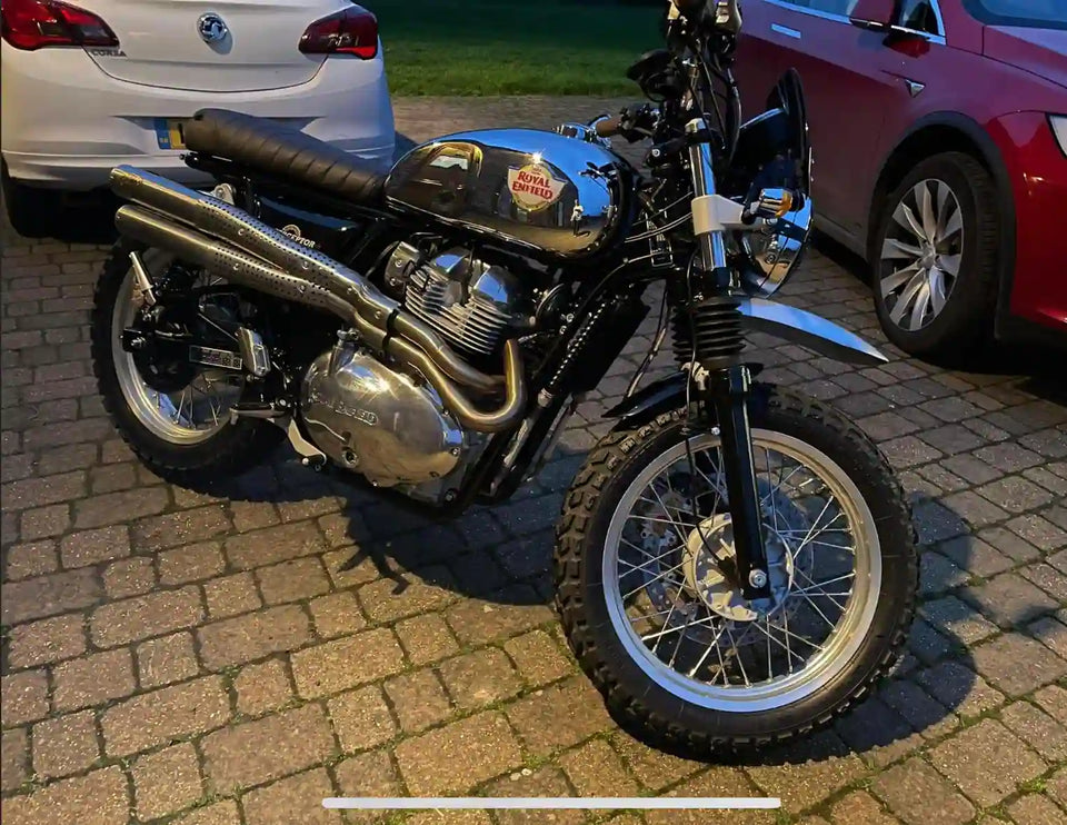 Paul Smith's Royal Enfield Interceptor 650 in United Kingdom fitted with Interceptor 650 High Front Mudguard for Scrambler Builds