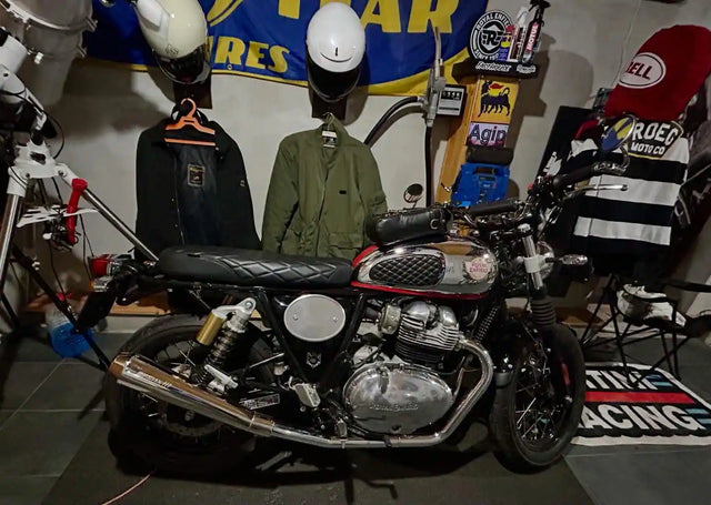 Royal Enfield Interceptor 650 in United Kingdom fitted with Interceptor 650 Custom Seat & GT 650 Custom Seat