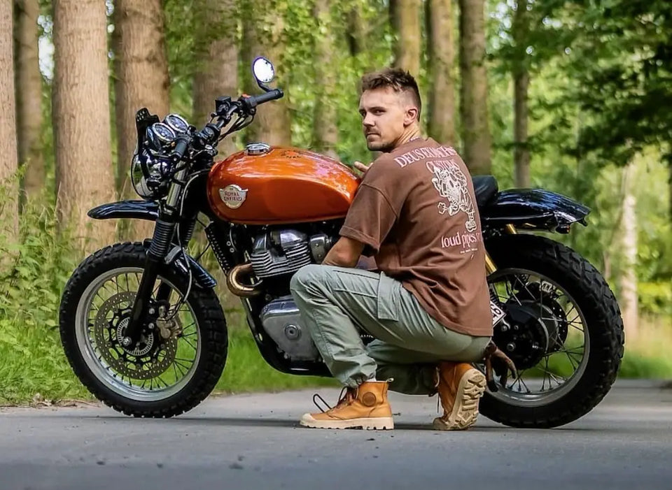Mathias Colman's Royal Enfield Interceptor 650 in Belgium fitted with Scrambler Kit for Royal Enfield Interceptor 650 & Continental GT 650, Interceptor 650 High Front Mudguard for Scrambler Builds, Interceptor 650 & GT 650 Indicator Adapters – Front or Rear Pair