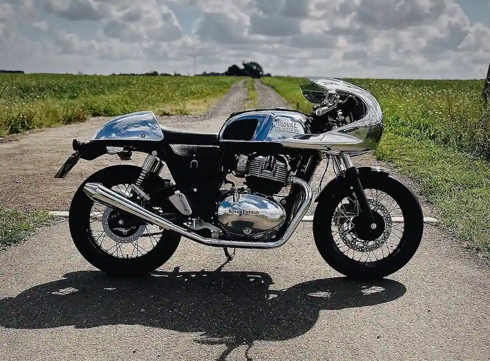 Motoeightyone's Royal Enfield Continental GT 650 in United Kingdom fitted with Interceptor 650 Tail Tidy & GT 650 Tail Light Kit – E-mark / CE, GT 650 & Interceptor 650 Rear Loop Frame Cover, Royal Enfield Wiring Adapter for Aftermarket Tail Lights – GT 650, Interceptor 650, Bear 650 & Hunter 350