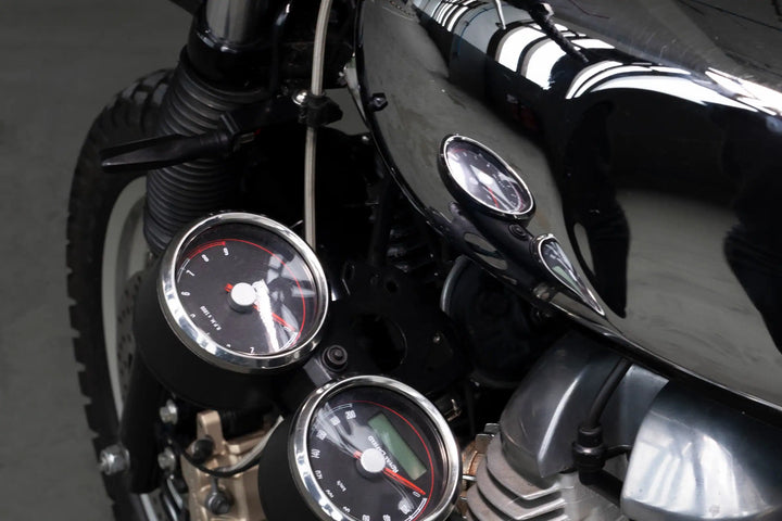 Speedometer on side of a Royal Enfield Interceptor 650