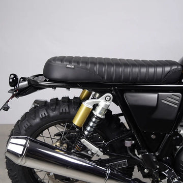Black ribbed scrambler seat for Royal Enfield Interceptor 650 and Continental GT 650
