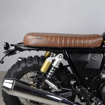 Brown ribbed scrambler seat for Royal Enfield Interceptor 650 and Continental GT 650