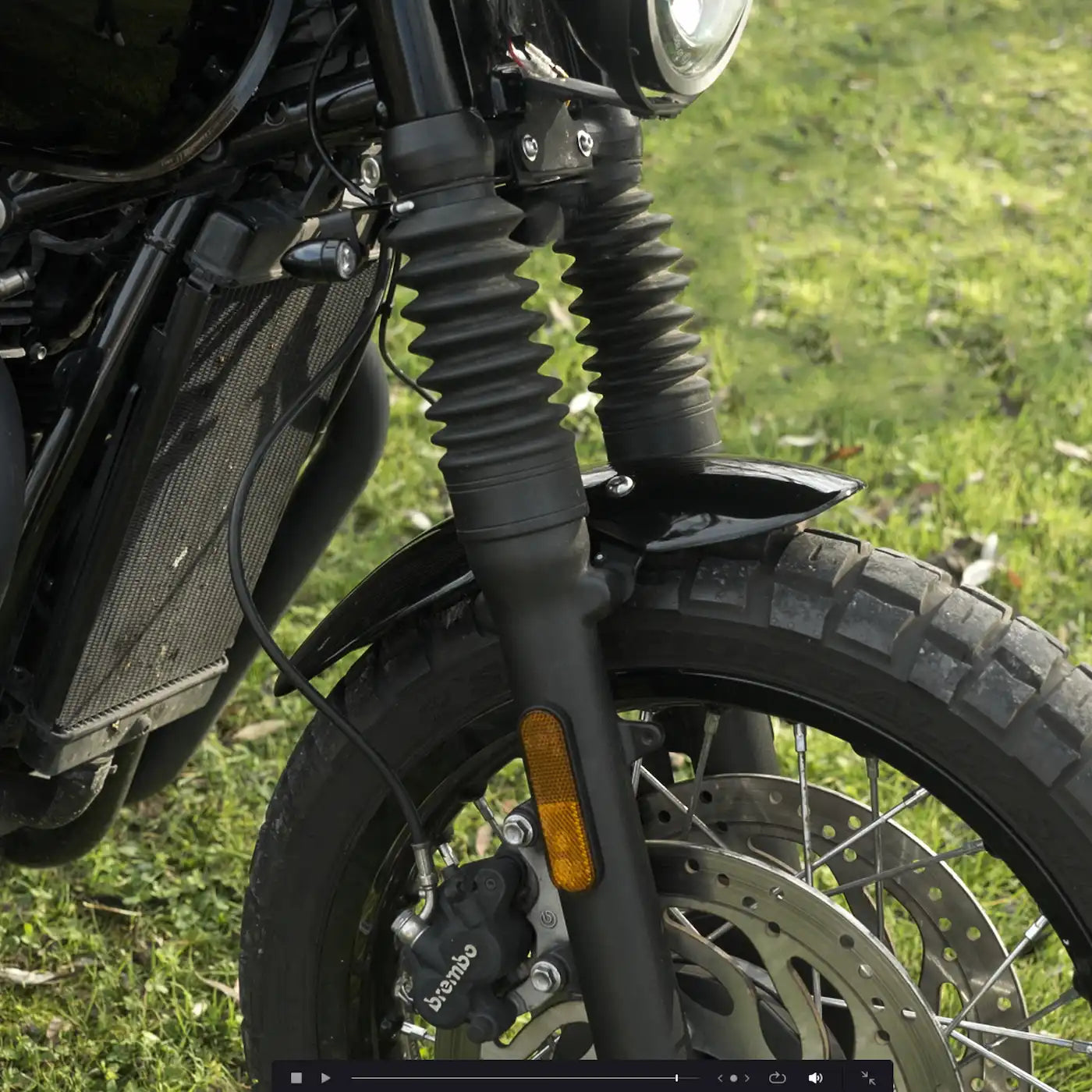 Short front mudguard installed on a Triumph T120 for a cleaner front-end profile