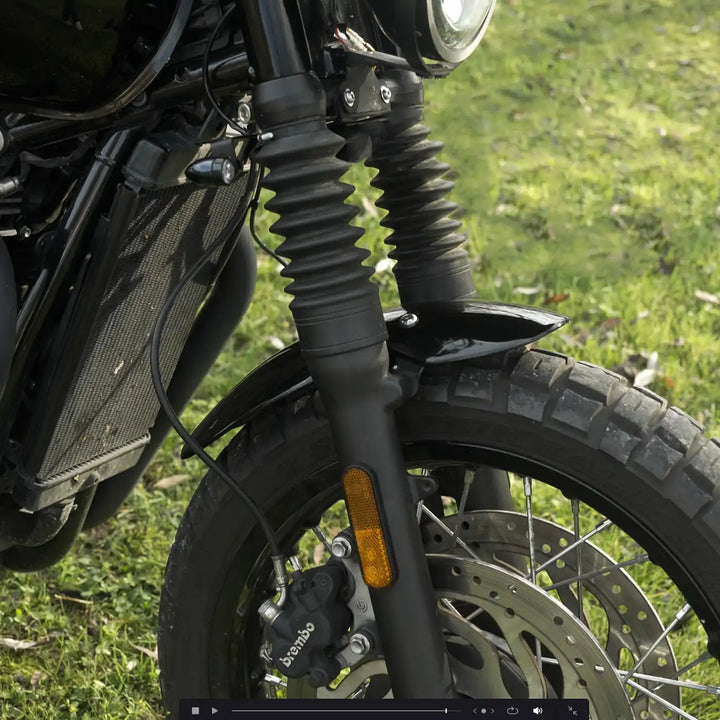 Short front mudguard installed on a Triumph T120 for a cleaner front-end profile