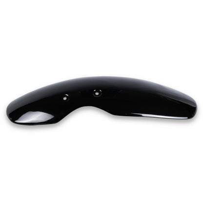 Front view of a glossy Triumph shorty front fender for compatible liquid-cooled twins