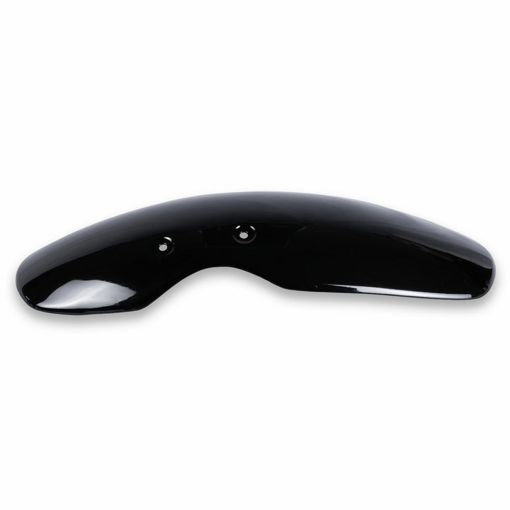 Front view of a glossy Triumph shorty front fender for compatible liquid-cooled twins