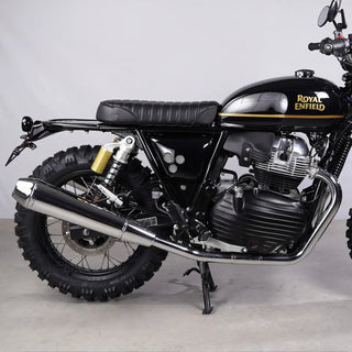 Banco monolugar preto com costuras caneladas para Royal Enfield Interceptor 650 e Continental GT 650