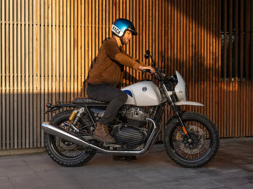 Royal Enfield Interceptor 650 vintage scrambler build with custom tank cover by Bonvent