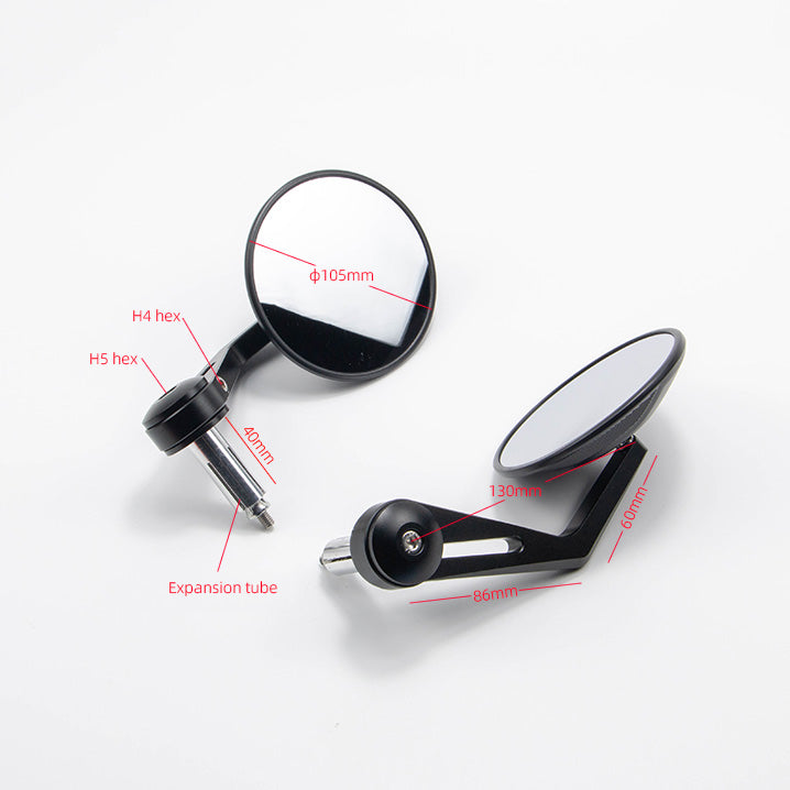 Black Aluminium Bar-End Mirrors – Pair