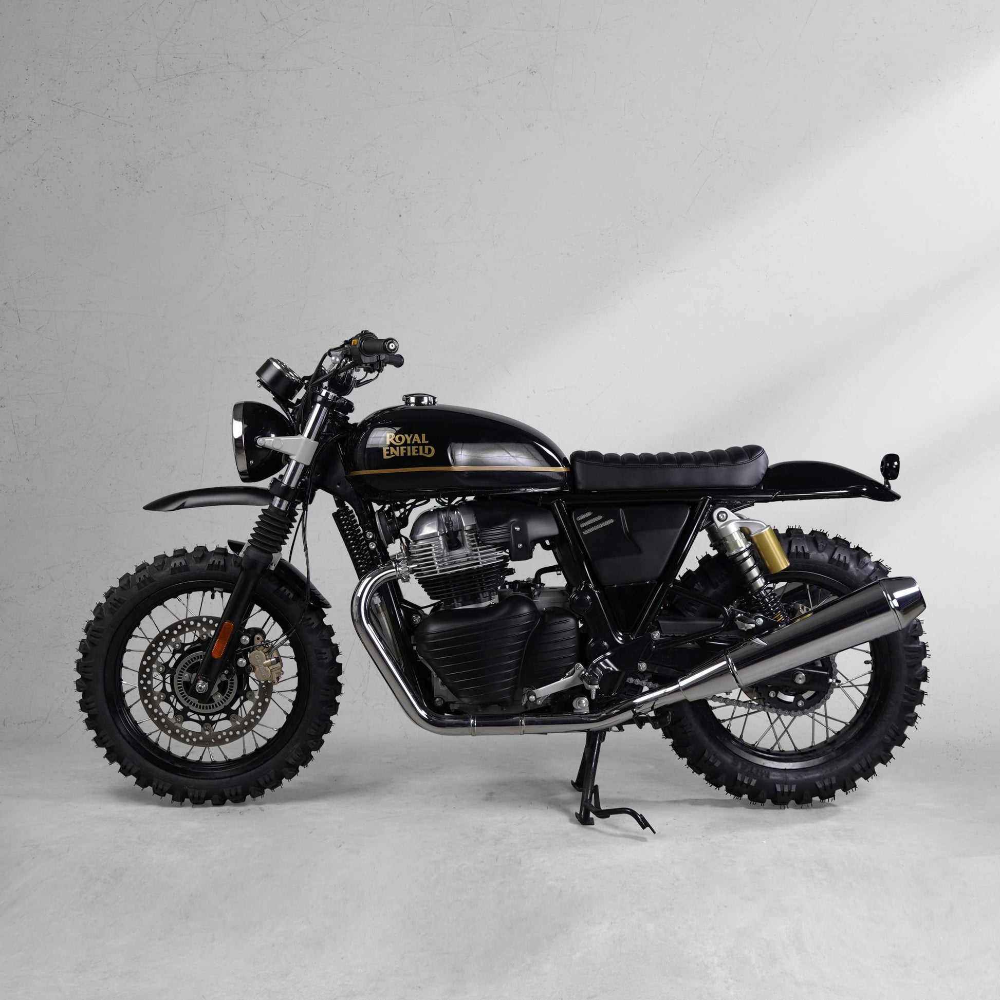 Best scrambler transformation kit for Royal Enfield Interceptor and GT 650. Plug-and-play installation by Bonvent