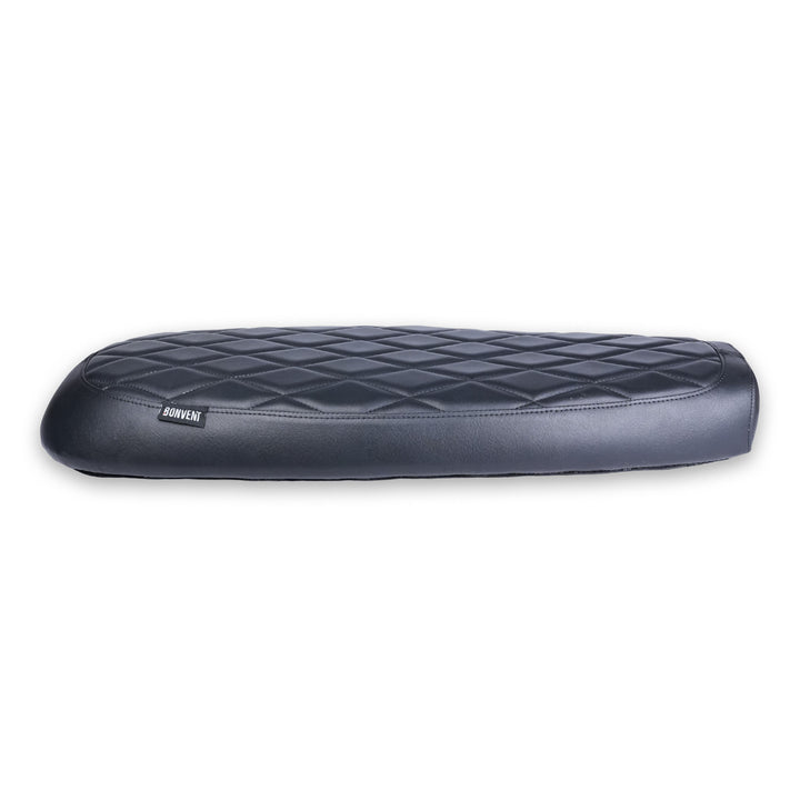 Black diamond stitched Flat Scrambler Seat side profile for Royal Enfield 650