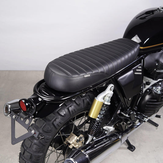 Classic Black Scrambler Style Seat, handmade for comfort upgrade on Royal Enfield bikes