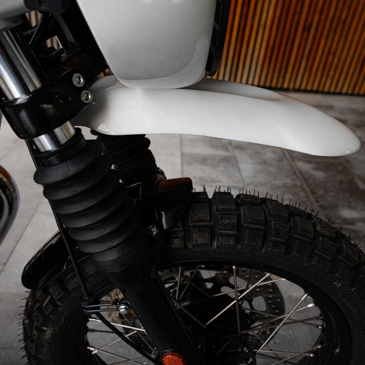 Custom scrambler mudguard for Royal Enfield 650 builds