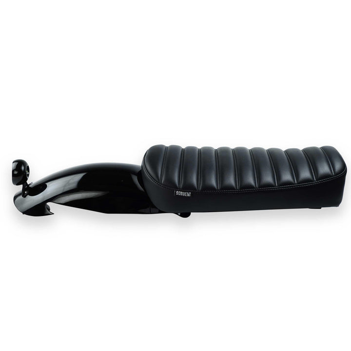 Black ribbed custom seat for Royal Enfield Interceptor 650 and GT 650