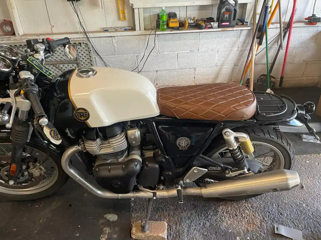 Royal Enfield Interceptor 650 in United Kingdom fitted with GT 650 & Interceptor 650 Rear Loop Frame Cover, Interceptor 650 Tail Tidy & GT 650 Tail Light Kit – E-mark / CE, Interceptor 650 & GT 650 Indicator Adapters – Front or Rear Pair