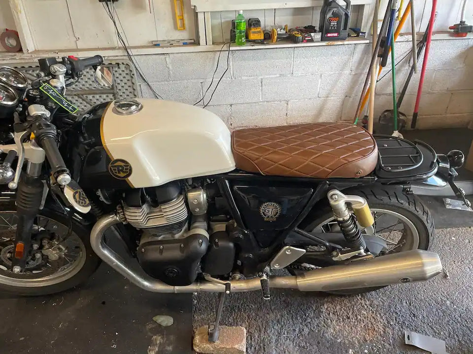 Royal Enfield Interceptor 650 in United Kingdom fitted with GT 650 & Interceptor 650 Rear Loop Frame Cover, Interceptor 650 Tail Tidy & GT 650 Tail Light Kit – E-mark / CE, Interceptor 650 & GT 650 Indicator Adapters – Front or Rear Pair