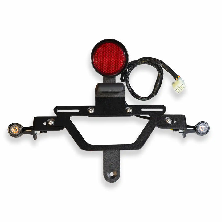 Triumph Bonneville tail tidy kit components with license plate holder and brackets for T100 and T120