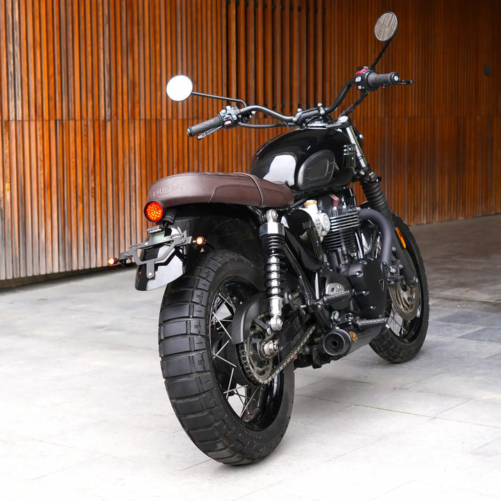 Triumph Bonneville T100 and T120 motorcycle with Bonvent tail tidy and LED tail light kit