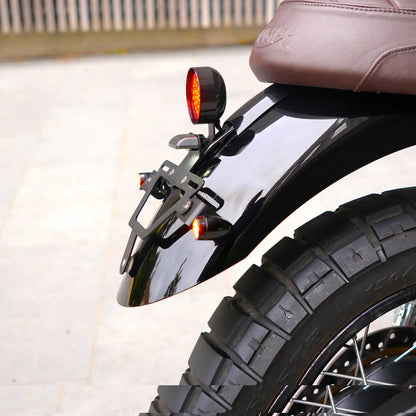 Under-seat fitment detail of Triumph Bonneville T100 and T120 tail tidy and tail light kit