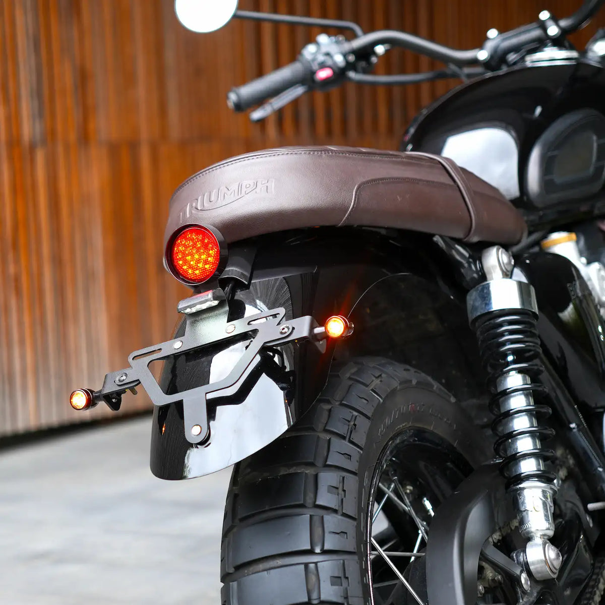 Bonvent Triumph tail tidy and certified LED rear light kit prepared as a complete installation system