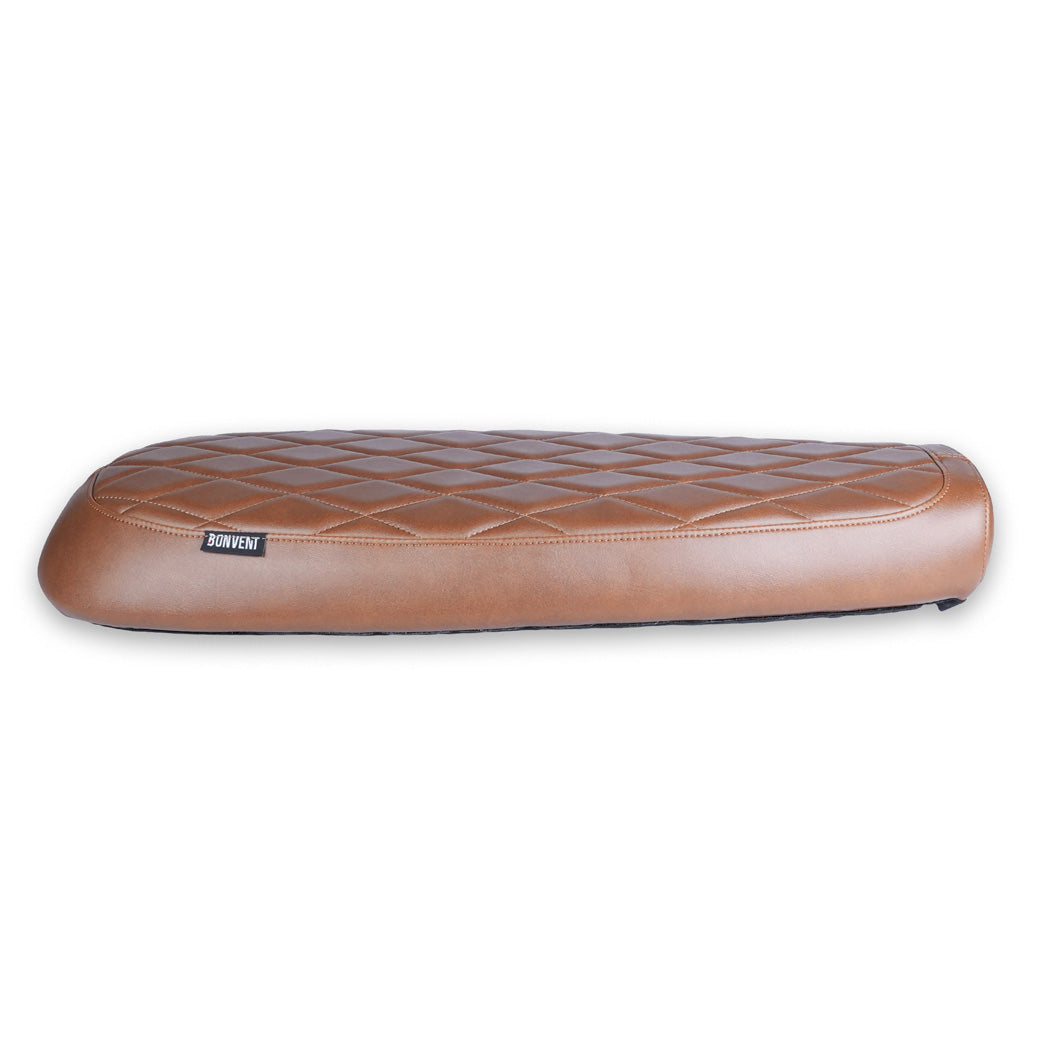 Brown diamond stitched Flat Scrambler Seat side profile for Interceptor 650 and GT 650