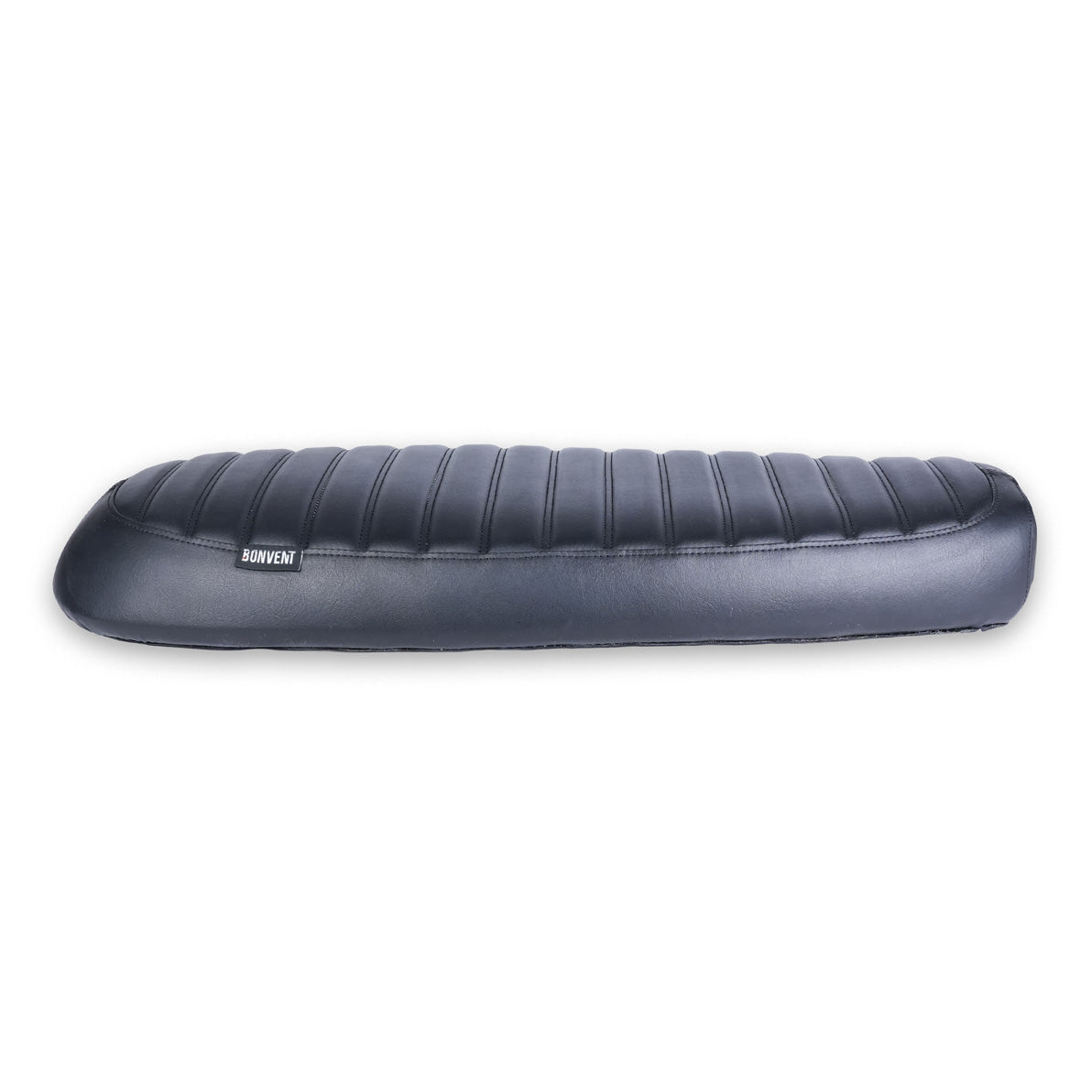 Black ribbed Flat Scrambler Seat side view for Royal Enfield Interceptor 650 and Continental GT 650