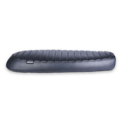 Black ribbed Flat Scrambler Seat side view for Royal Enfield Interceptor 650 and Continental GT 650
