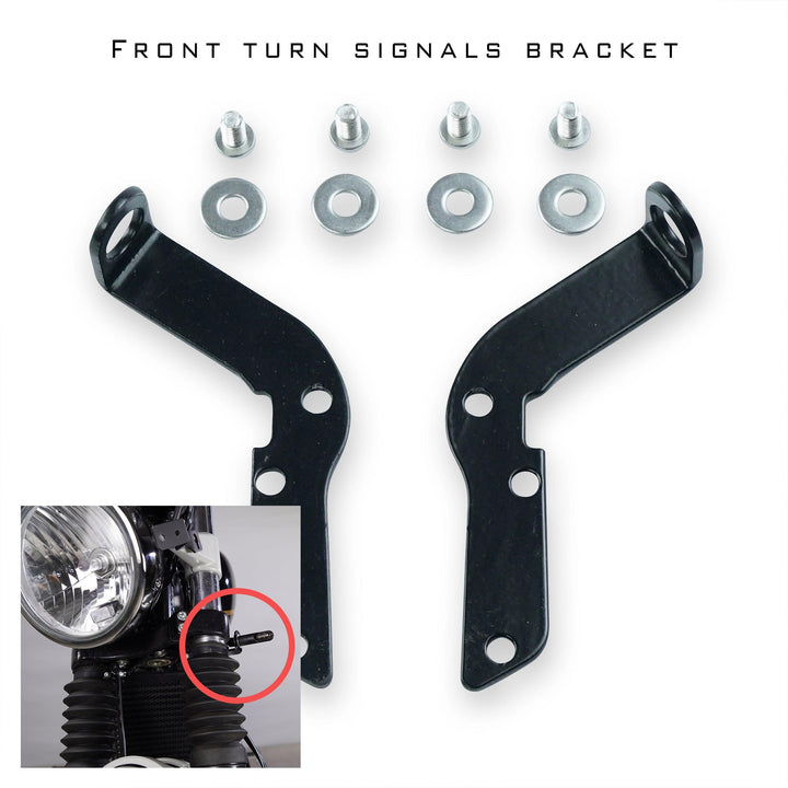 Front indicator relocation brackets for Royal Enfield Interceptor 650 and GT 650
