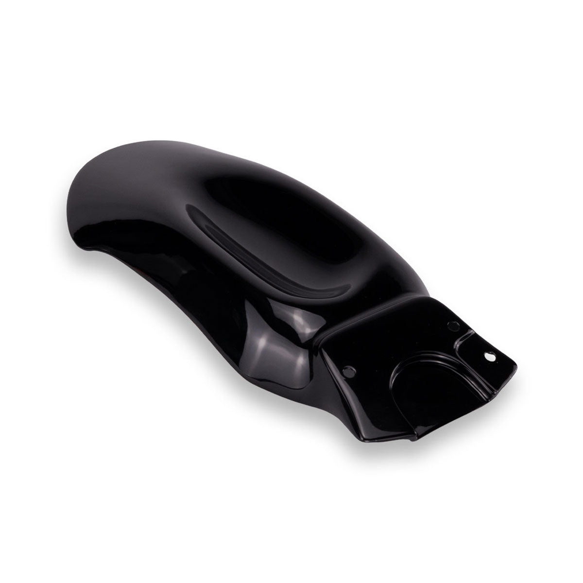 Detail view of glossy black high front mudguard for Royal Enfield Hunter 350
