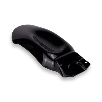 Detail view of glossy black high front mudguard for Royal Enfield Hunter 350