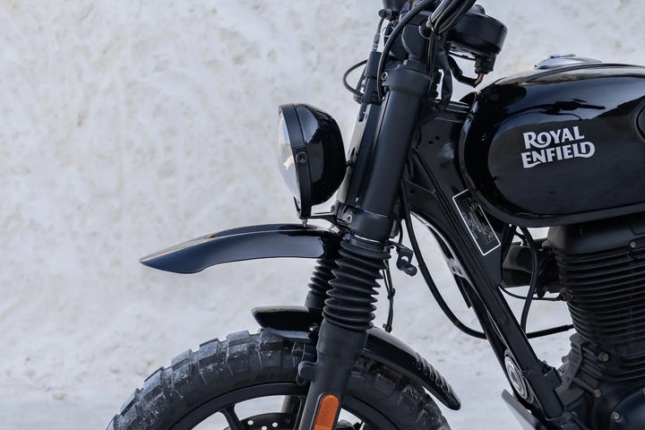 Bonvent 5.75-inch LED headlight and fork cover plate fitted to a Royal Enfield Hunter 350