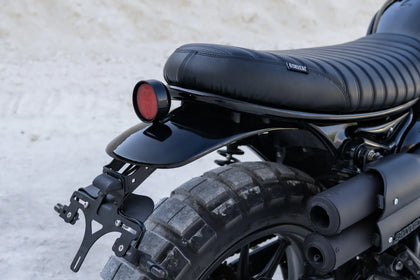 Bonvent short rear mudguard with integrated LED tail light and license plate holder on a Hunter 350