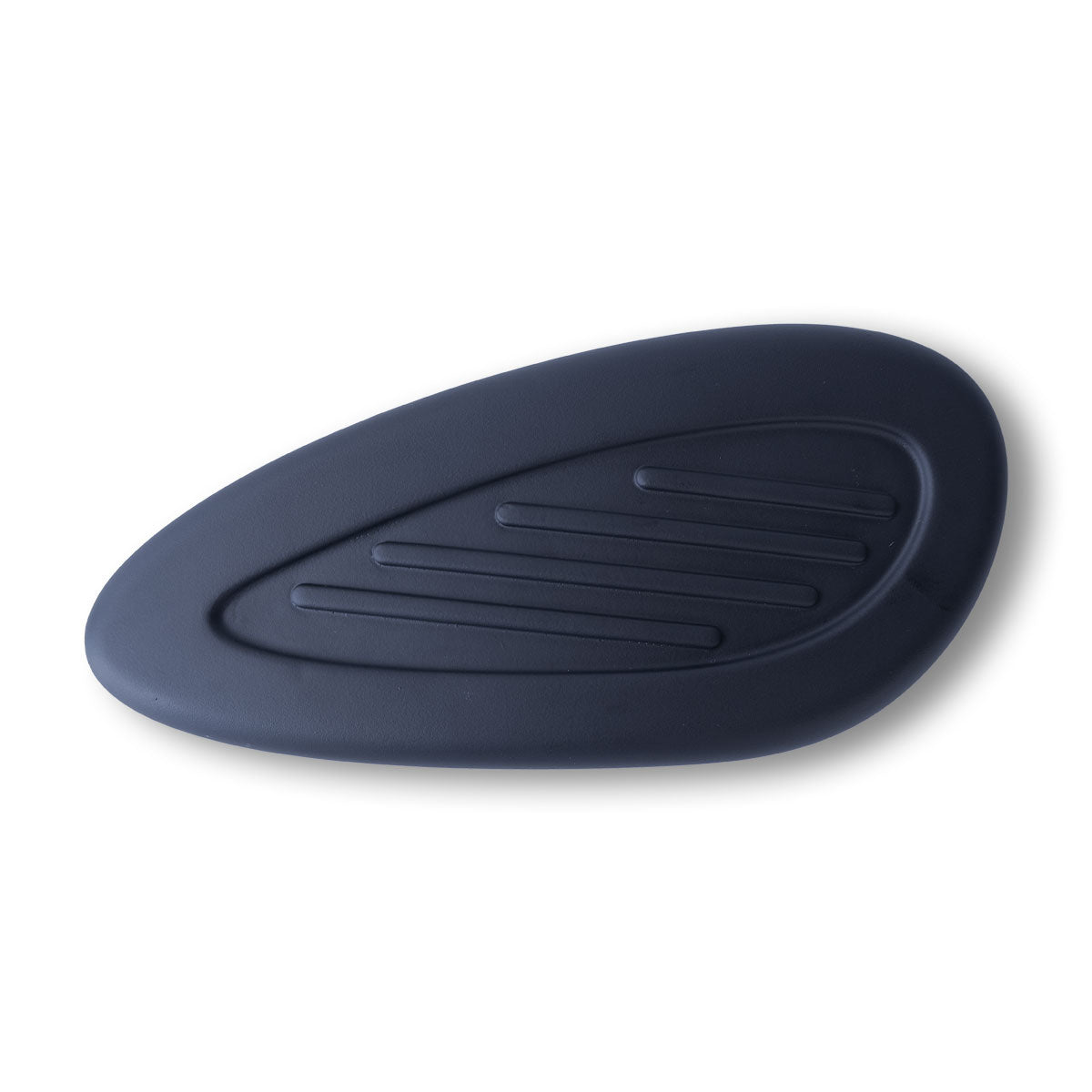 Detail view of matte black reinforced composite tank knee pad for Hunter 350