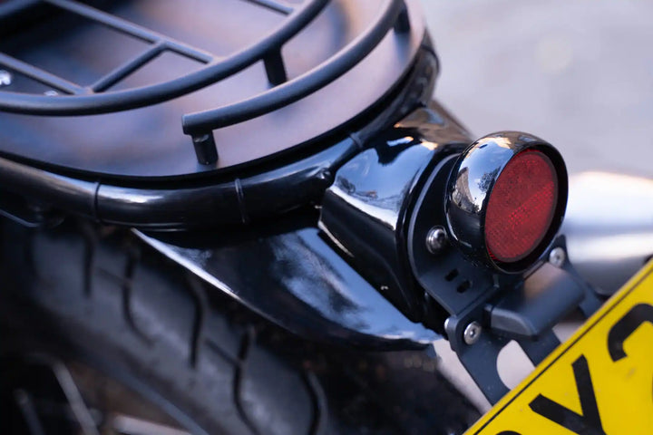 Bonvent mini LED tail light and compact license plate holder on Max’s Interceptor 650