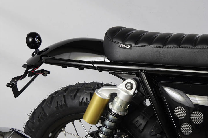 Bonvent rear mudguard concealing the original frame loop of an Interceptor 650 scrambler