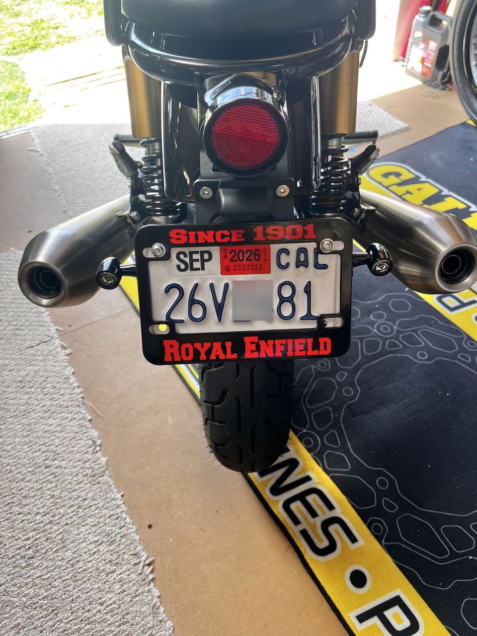 Royal Enfield Continental GT 650 de Robby Fair nos Estados Unidos, equipada com kit de suporte de placa e lanterna traseira para Interceptor 650 e GT 650 – E-mark / CE