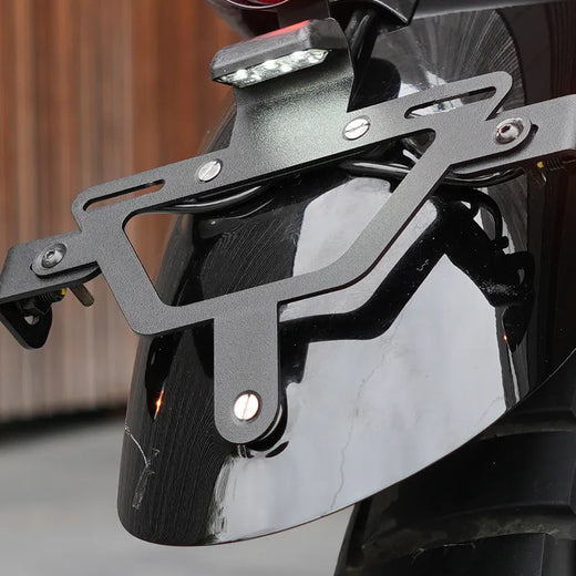 Universal license plate holder for Bonneville T100 and T120 tail tidy installation