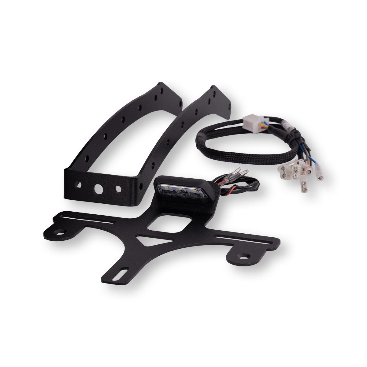 Taillight license plate holder with plug and play wiring adapter for Royal Enfield Hunter 350