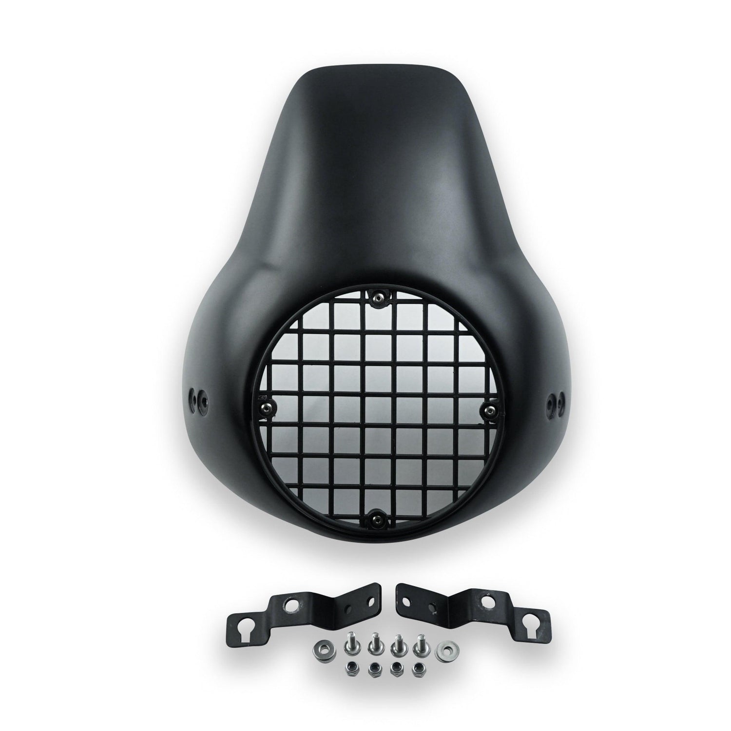 Lightweight motorcycle headlight cowl with wind protection